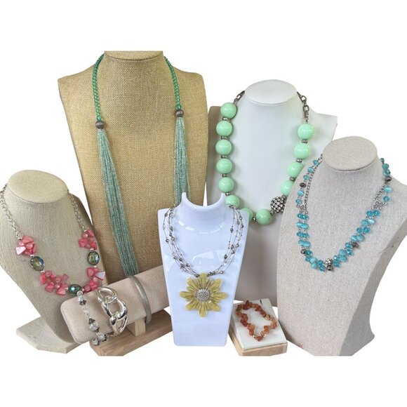 Spring/Summer PastelColorful Beaded & Gemstone Statement Necklaces With Various - Picture 1 of 16
